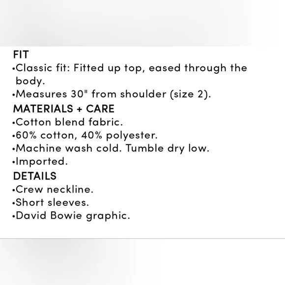 David Bowie Classic Fit Cotton Crew Tee - Picture 3 of 4